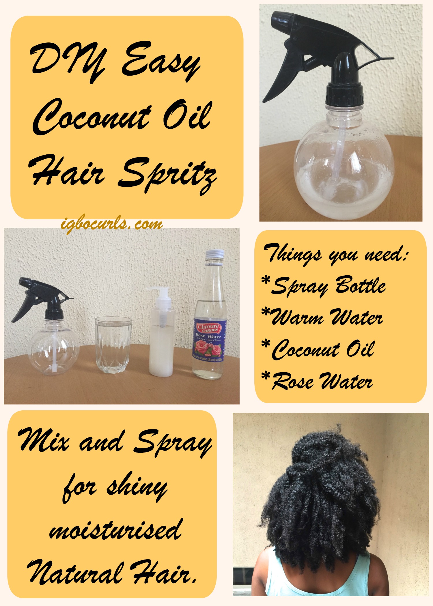 DIY Easy Coconut Oil Daily Hair Spritz Igbocurls